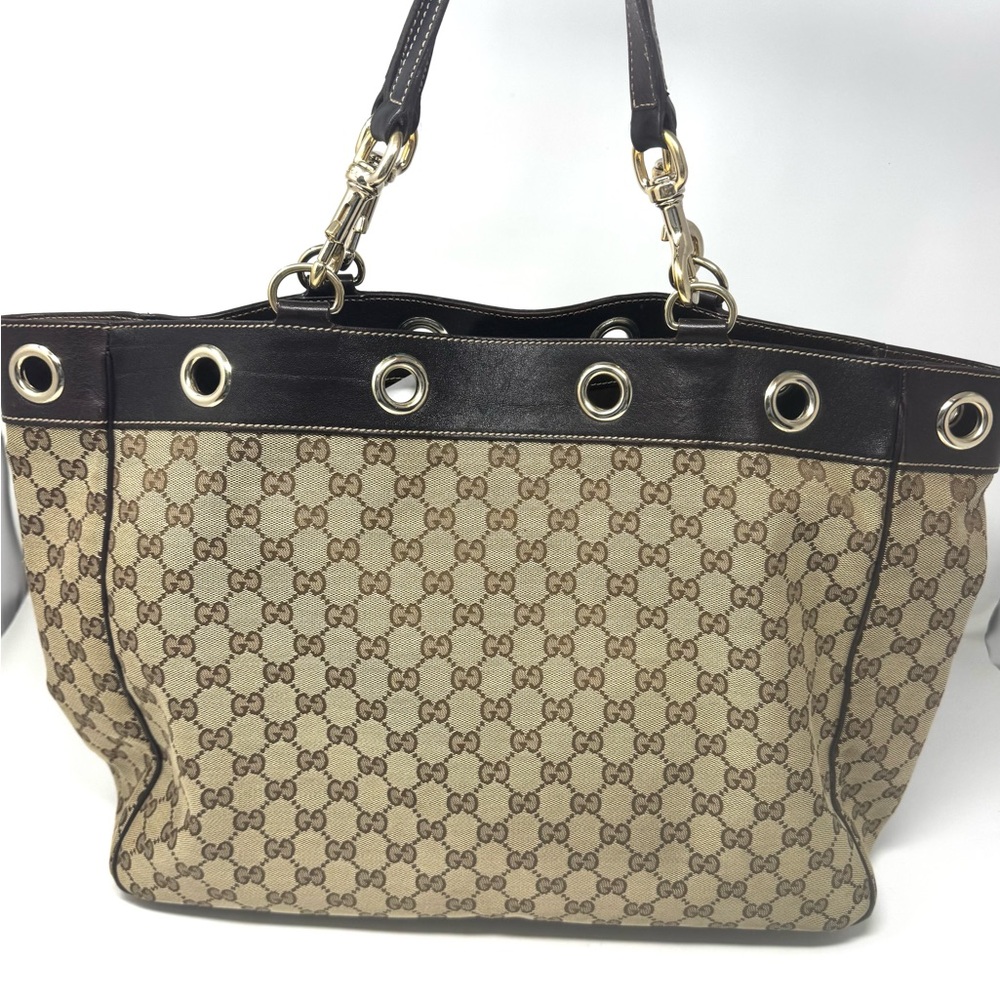 Gucci Positano GG Monogram Canvas Brown Tote Bag – Gold Hardware - Picture 3 of 15